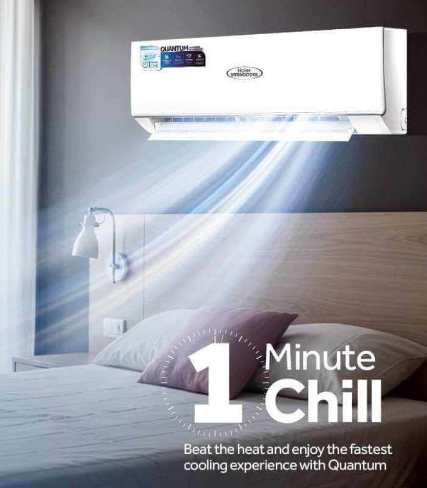Haier Thermocool 1.5HP Quantum AC HSU-12CFQE-QW01 – Instant Chill, Low Voltage & Energy Saving, White