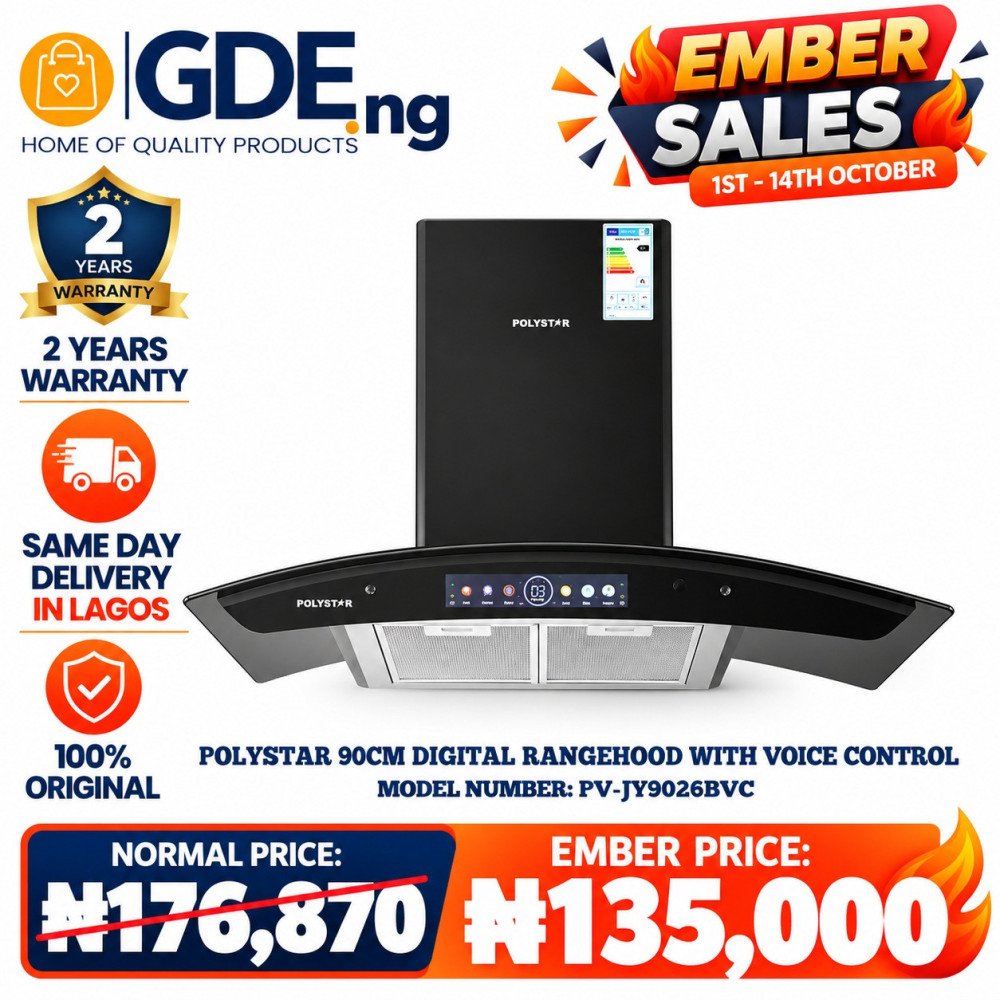 POLYSTAR 90CM DIGITAL RANGEHOOD WITH VOICE CONTROL