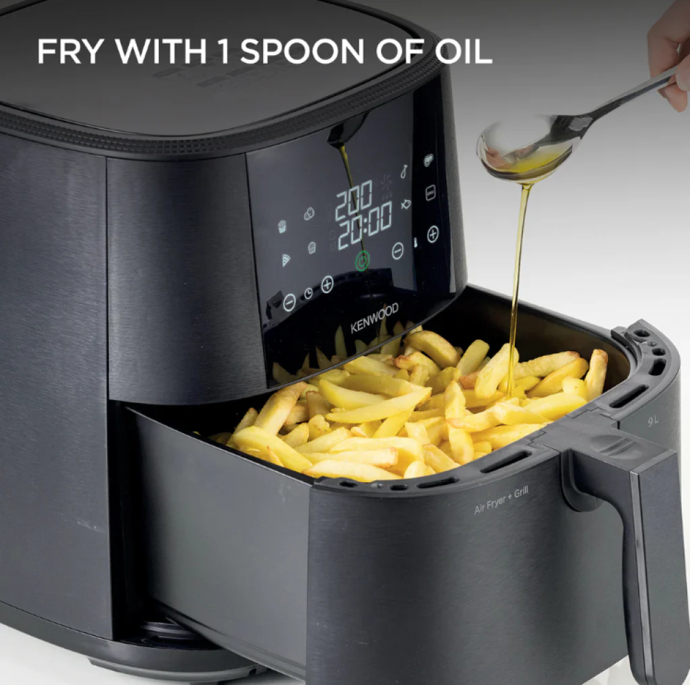 Kenwood 9L Digital Air Fryer with Grill – 1500W, Touch Display & 8 Presets – HFP92.000BK