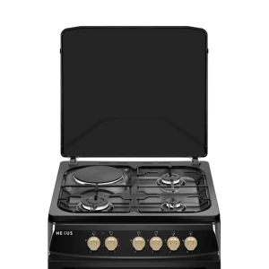 Nexus NX-6004 (60×60) Standing Gas Cooker – 3 Gas Burners + 1 Electric Plate, Multi-Function Oven, Black