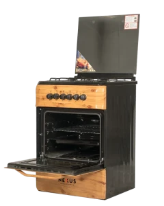 Nexus NX-6003W (60×60) Standing Gas Cooker – 4 Gas Burners + Gas Oven, Wood Finish Look