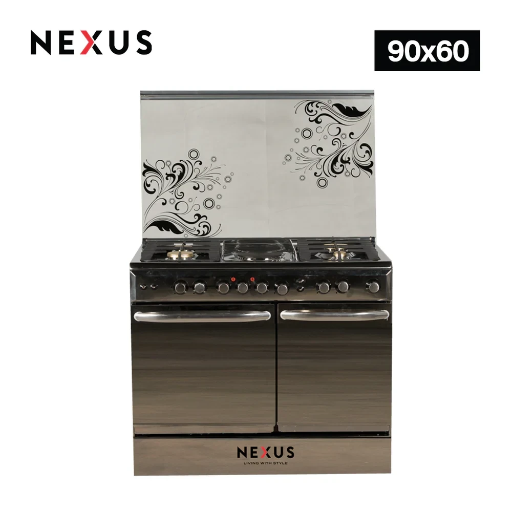 Nexus NNX-8001S (90×60) Standing Cooker – 4 Gas Burners + 2 Electric Plates, Dual Oven Compartment, Stainless Steel