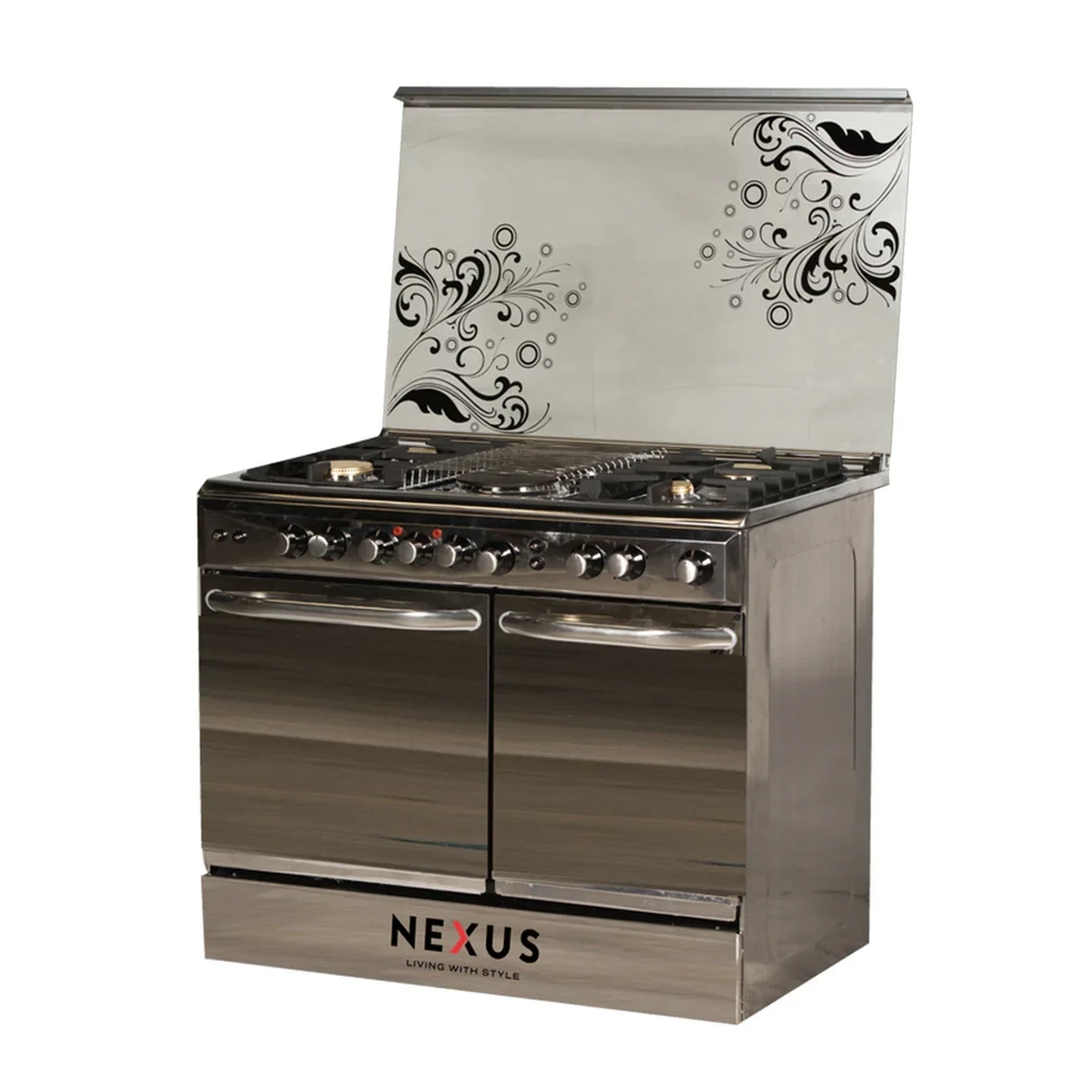 Nexus NNX-8001S (90×60) Standing Cooker – 4 Gas Burners + 2 Electric Plates, Dual Oven Compartment, Stainless Steel
