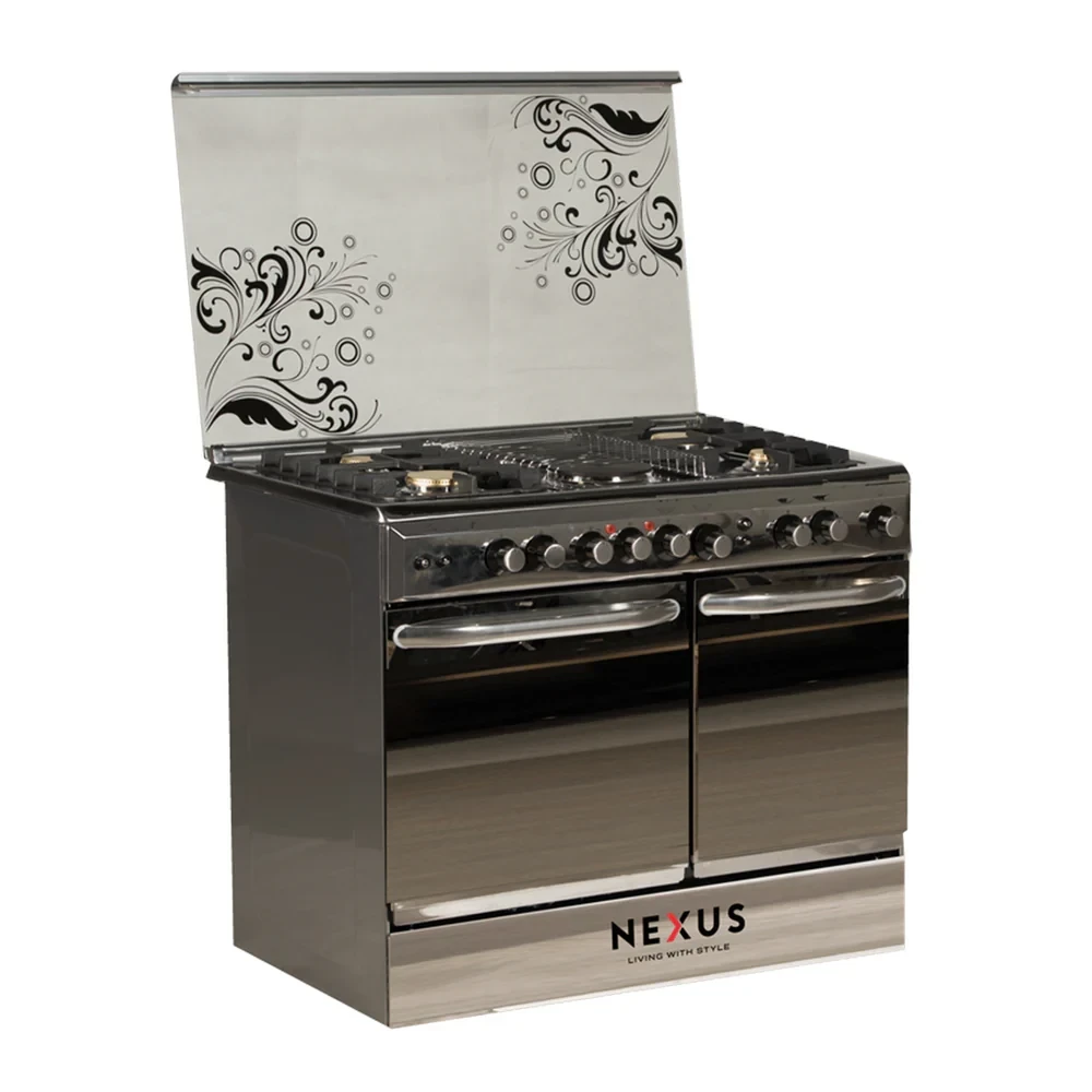 Nexus NNX-8001S (90×60) Standing Cooker – 4 Gas Burners + 2 Electric Plates, Dual Oven Compartment, Stainless Steel