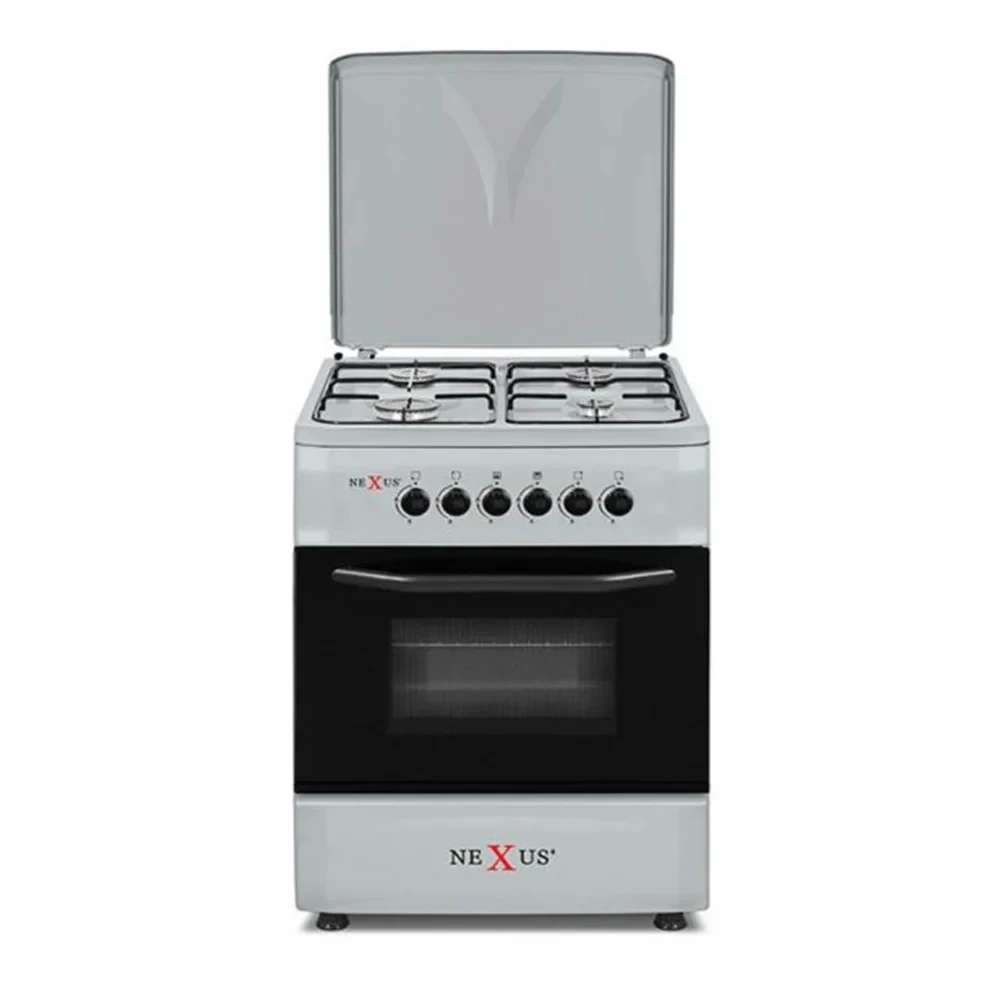 Nexus NX-6005BSI (60×60) Standing Gas Cooker – 4 Gas Burners, Grey Steel Body