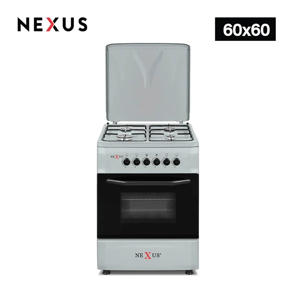 Nexus NX-6005BSI (60×60) Standing Gas Cooker – 4 Gas Burners, Grey Steel Body