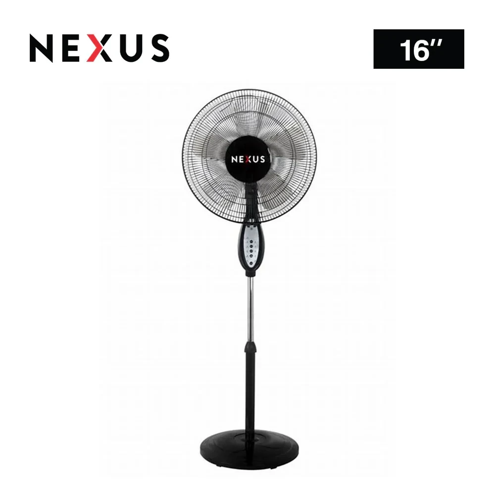 NEXUS NX-6416 16” Standing Fan – Portable Black Fan with Oscillation