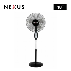 NEXUS NX-6418 18” Standing Fan – Adjustable Black Fan with 3-Speed & Silent Operation