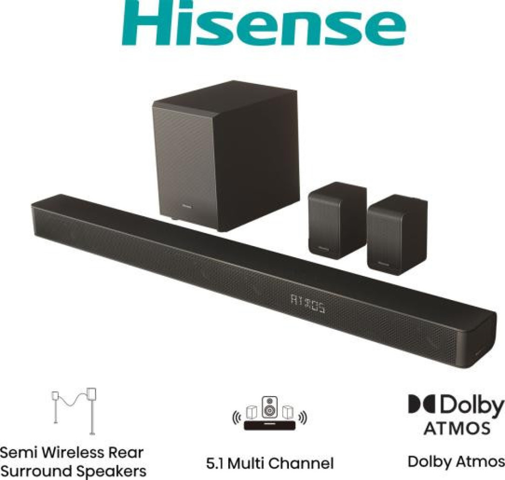 Hisense 420W 5.1.2CH Soundbar with Wireless Subwoofer (AX5120G) – Dolby Atmos Home Theatre