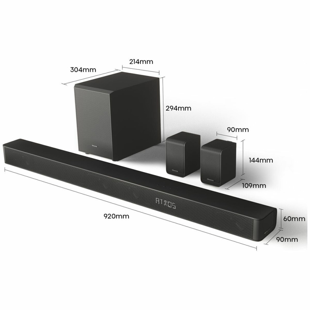 Hisense 420W 5.1.2CH Soundbar with Wireless Subwoofer (AX5120G) – Dolby Atmos Home Theatre