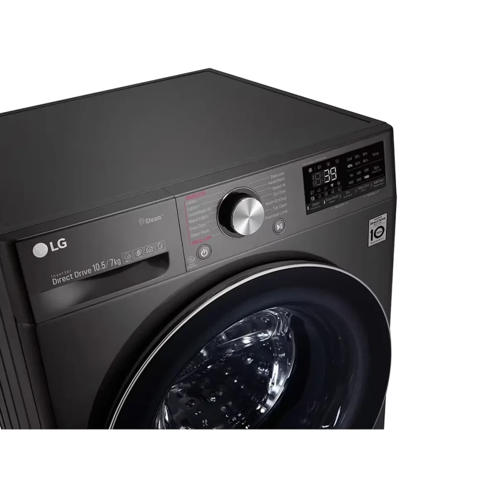 LG Front Load 10.5/7KG Wash & Dry Washing Machine (F4V5RGPYJE) – AI DD™, Steam & Energy Efficient