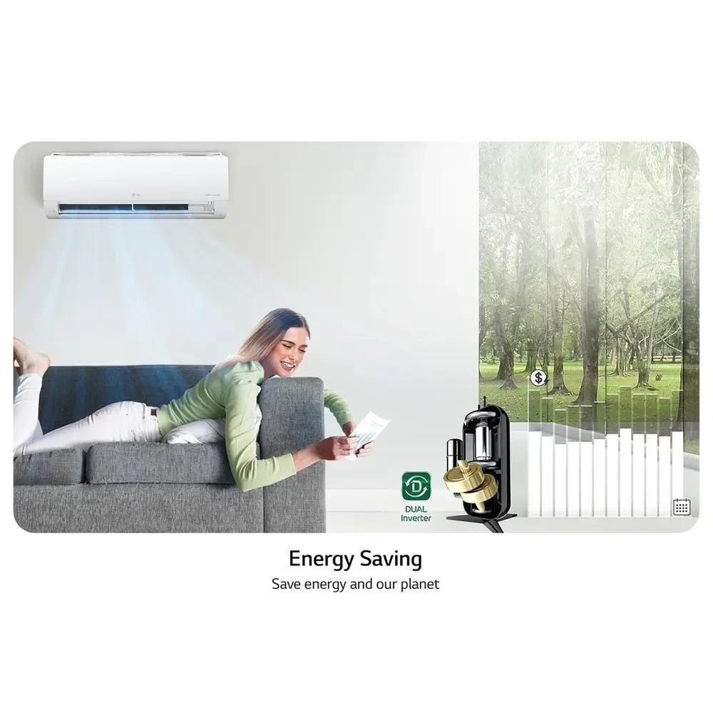 LG Split AC 1HP Dual Inverter S4-Q09AA3QA - 40% Fast Cooling 70% Energy Saving GenCool