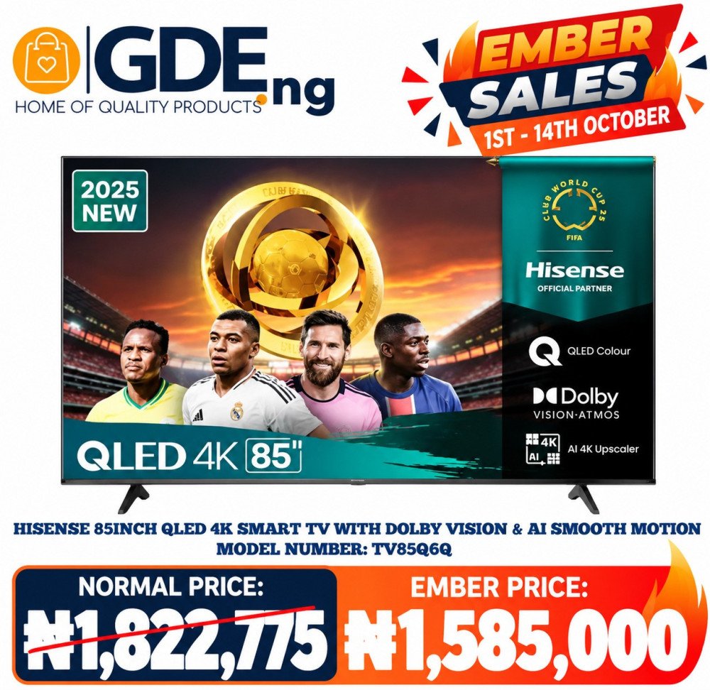 Hisense 85-Inch Q6Q QLED 4K Smart TV – Ultra-Large Cinematic Display