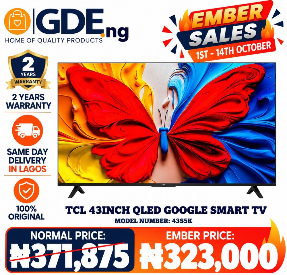 TCL 43 Inch QLED Google TV 43S5K Slim Smart TV