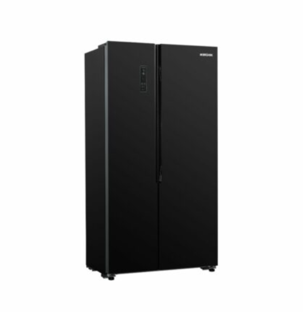 Bruhm 436L Side by Side Refrigerator BFX-436ENG – No Frost Fridge with Black Glass Door & LED Display