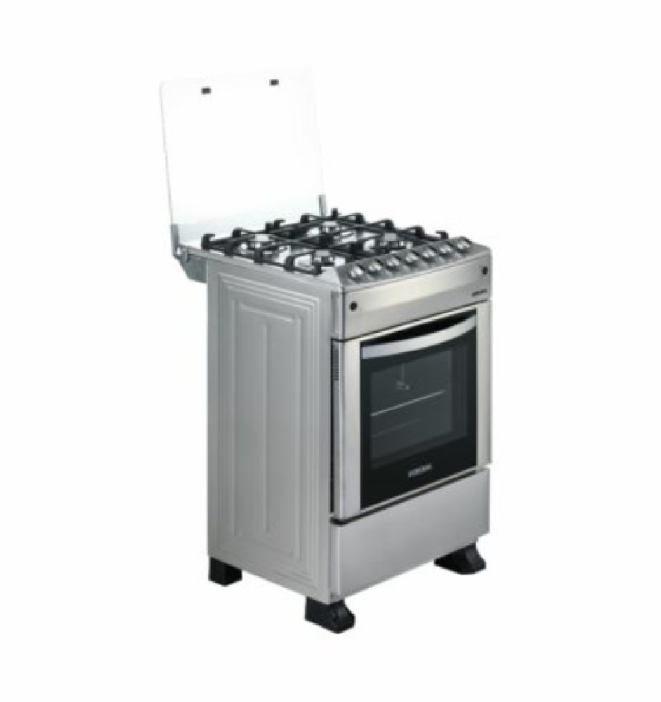 Bruhm 60x60cm Gas Cooker BGC-6640SS4 – 4 Gas Burners with Gas Oven, Double Glass Door