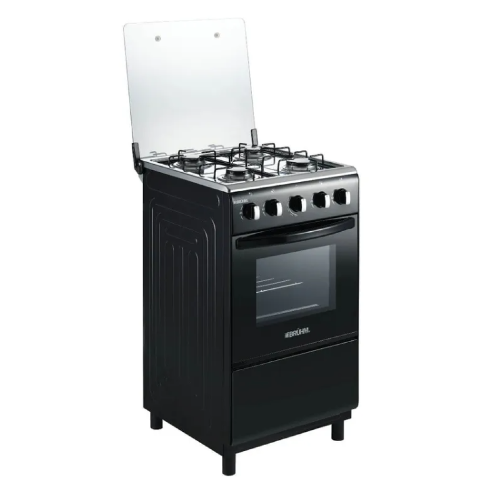 Bruhm 50x50cm Gas Cooker BGC-5540IB – 4 Gas Burners with Gas Oven, Inox Worktop