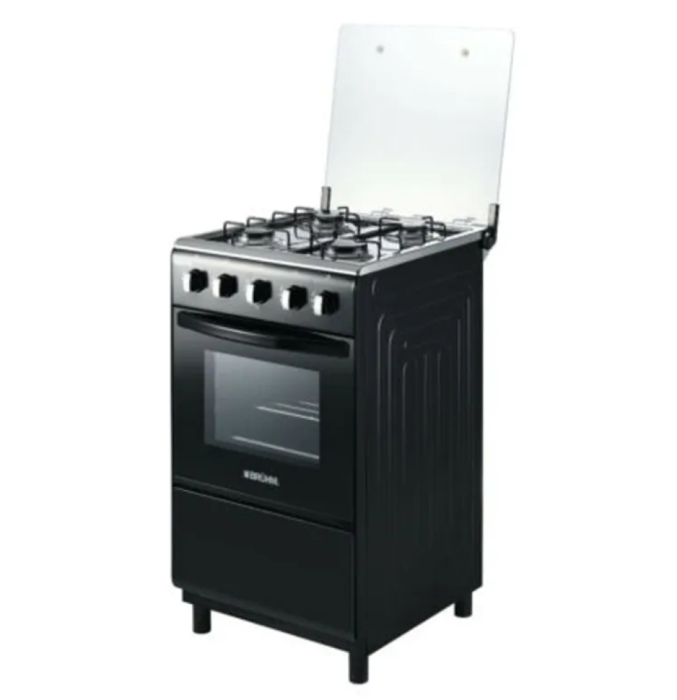Bruhm 50x50cm Gas Cooker BGC-5540IB – 4 Gas Burners with Gas Oven, Inox Worktop