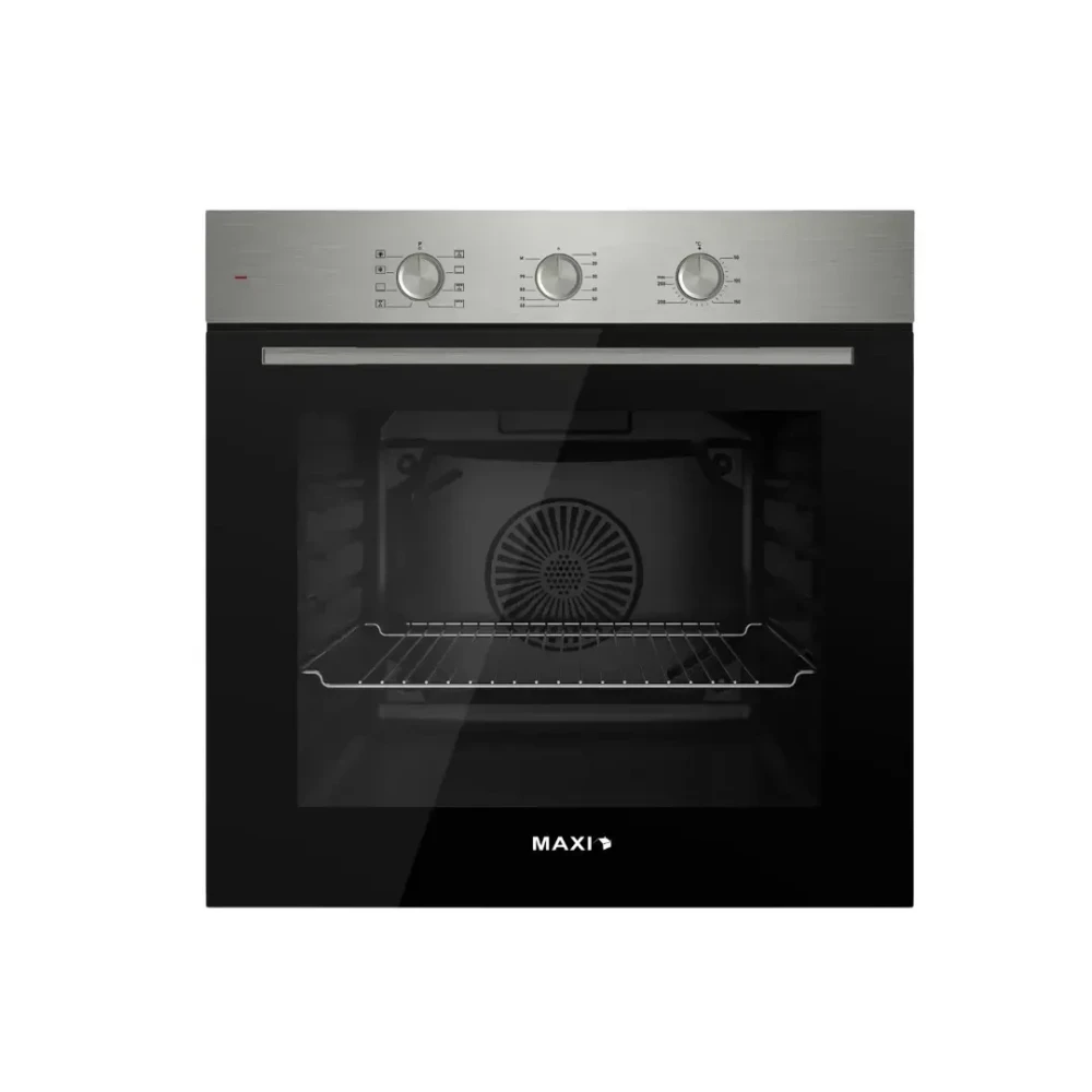 Maxi 60cm Electric Built-In Oven – Black Glass & Full Inox Panel, QBP7SSM (QB Prime Series)