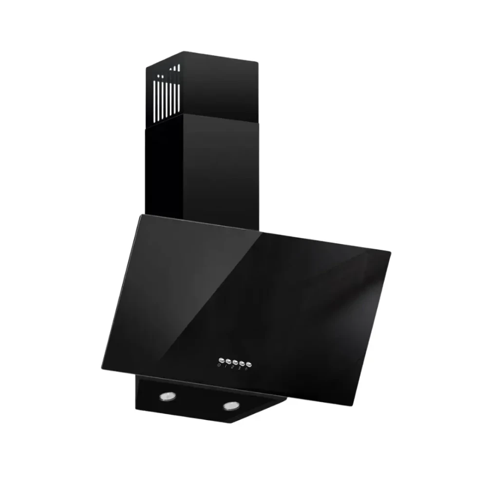 Maxi 60cm Angled Curved Black Glass Kitchen Hood (D001BL)