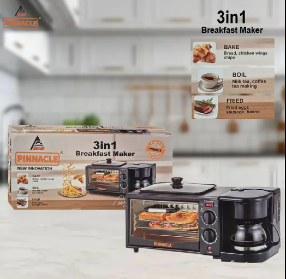 Pinnacle 3-in-1 Breakfast Maker PBM-5050 Oven Griddle Coffee Maker