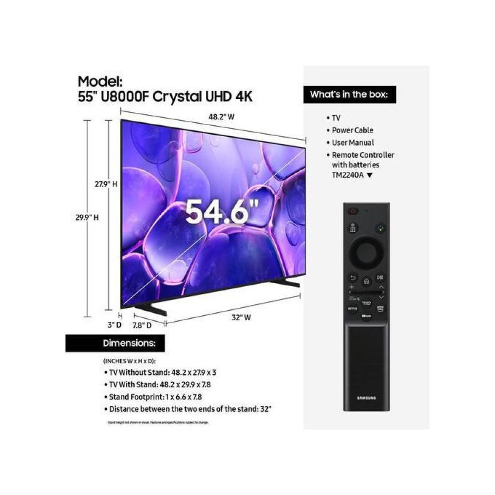 Samsung UA55U8050FUXKE 55-Inch 4K UHD Smart TV – Metalstream, Q-Symphony, Black