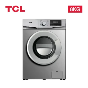 TCL 8KG Front Load Washing Machine (P608FLS) – Silver | Digital Inverter, Drum Clean, Heat Sterilization