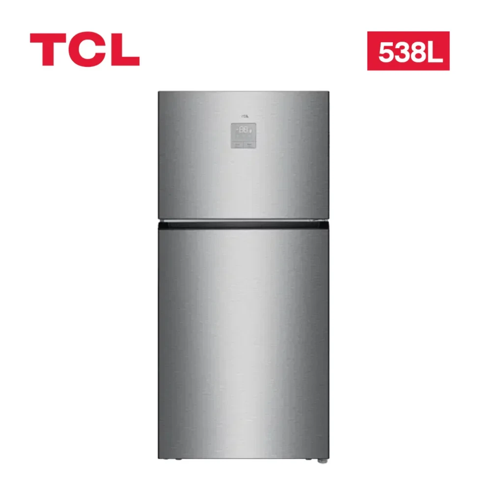 TCL 538L Double Door Refrigerator – No-Frost, Silver, Water Dispenser (P545TMS)