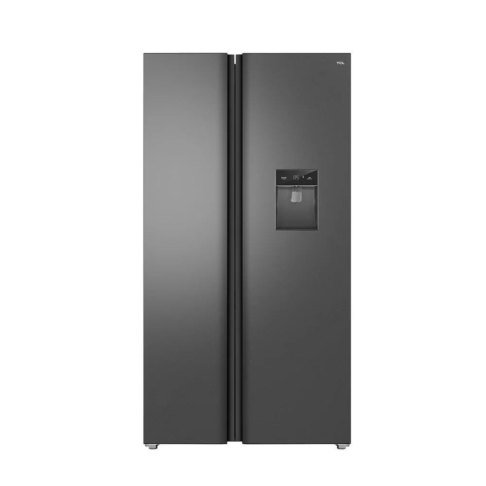 TCL 597L Side-by-Side Refrigerator – Inverter, Silver, with Water Dispenser & LED Display (P650SBS)