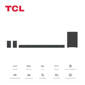 TCL X937U 7.1.4 Channel Soundbar with Wireless Subwoofer – 1020W Dolby Atmos & DTS:X, AI Sonic Adaptation
