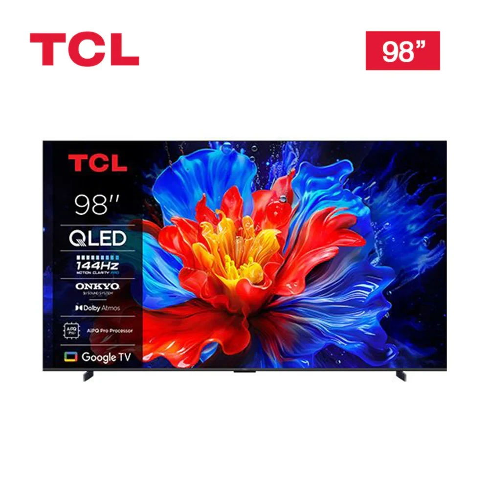 TCL 98 Inch QLED 4K UHD Smart Google TV (98P8K, 2025) – Dolby Vision IQ•Atmos, 144Hz, AiPQ Pro