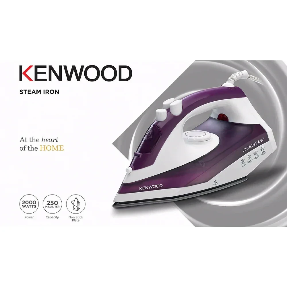 Kenwood 2200W Steam Iron – 250ML Non-Stick Soleplate | STP40 (White)