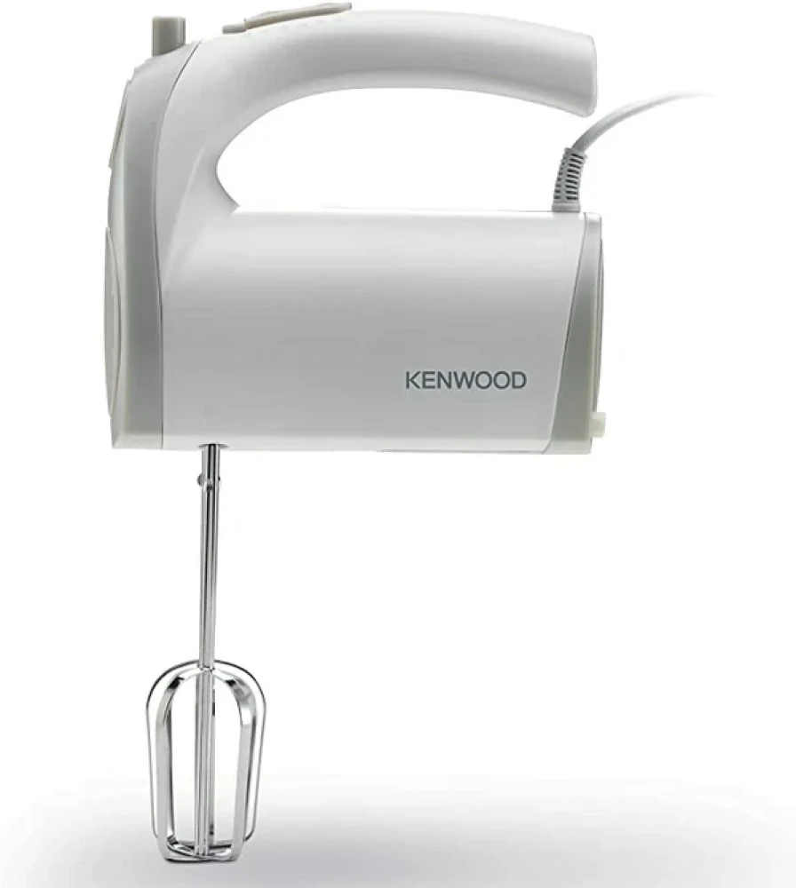 Kenwood 300W Hand Mixer – 5 Speeds + Turbo with Kneaders | HMP20 (White & Silver)