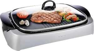 Kenwood 2000W Health Grill – Non-Stick Plate for Healthy Cooking | HG266 (Silver)