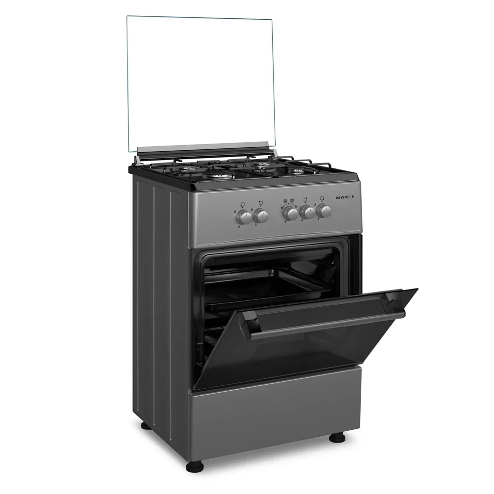 Maxi 60x60 Gas Cooker (4 Burners) Black & Grey – BASIC Oven Series