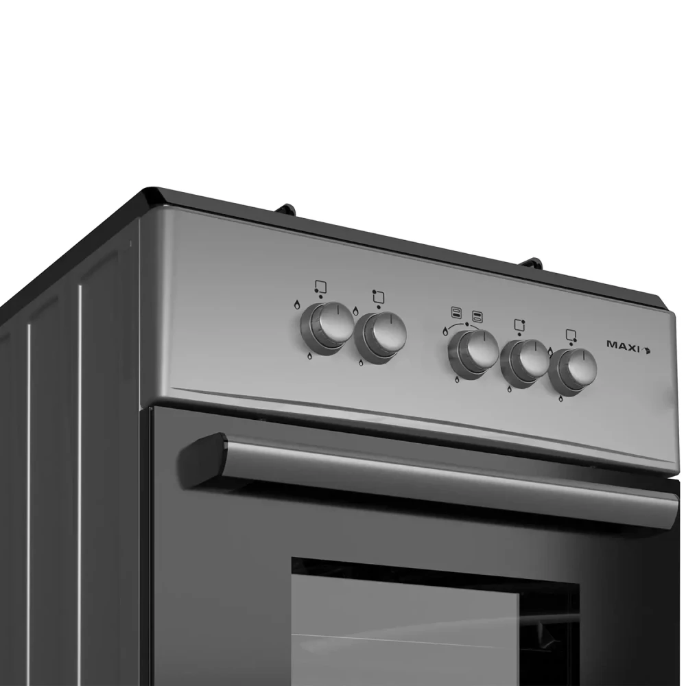 Maxi 60x60 Gas Cooker (4 Burners) Black & Grey – BASIC Oven Series