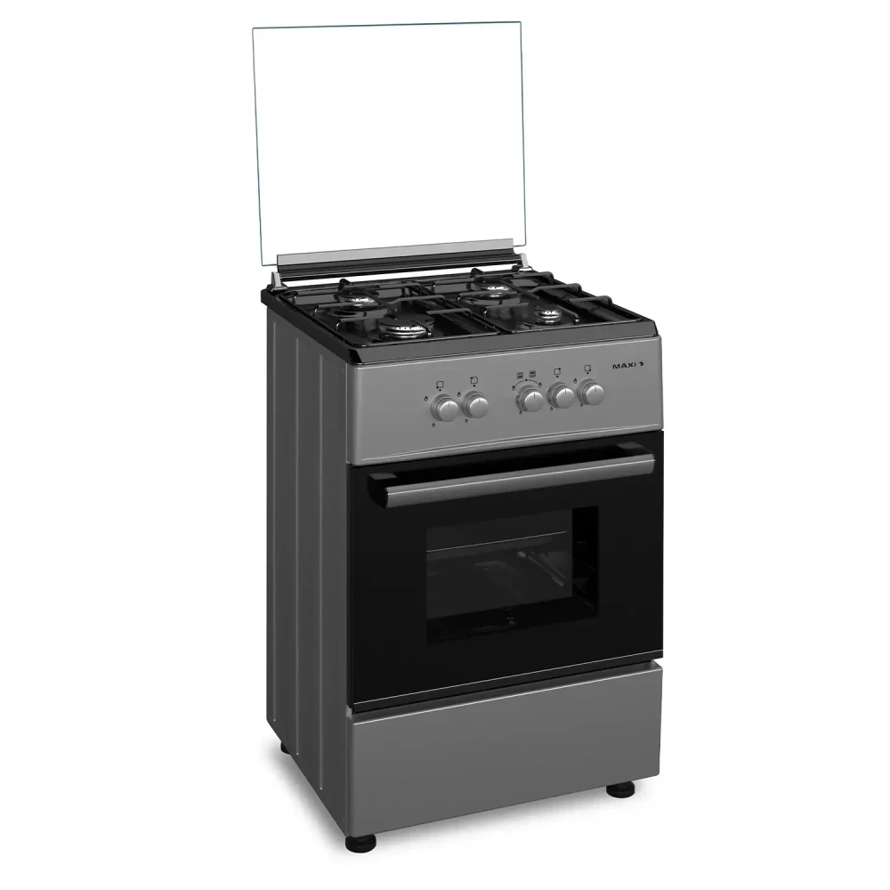 Maxi 60x60 Gas Cooker (4 Burners) Black & Grey – BASIC Oven Series