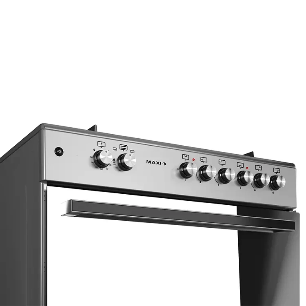 Maxi Gas Cooker 60x90CM (4+2) Burners Matte Inox (TR) – Auto Ignition & Italian Design