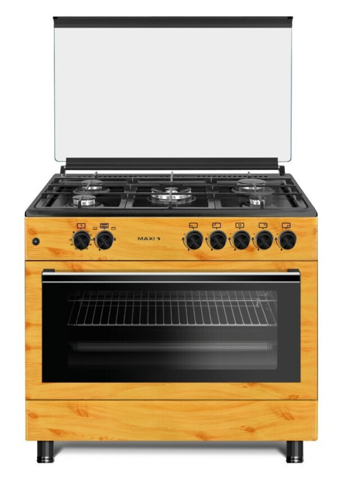 Maxi Gas Cooker 60x90CM (5) Burners Wood TR – Auto Ignition & Italian Gas Oven