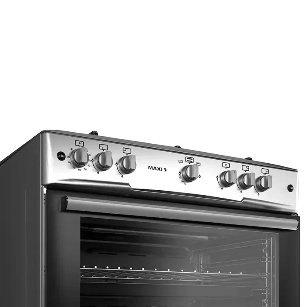 Maxi 60x90cm 5-Burner Gas Cooker with Double Oven Glass & Inox Finish