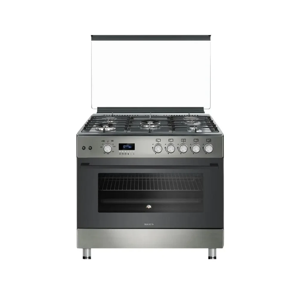 Maxi Shine Line 60x90cm 5-Burner Gas Cooker (FK962DGD) – Grey with Rotisserie & Digital Timer