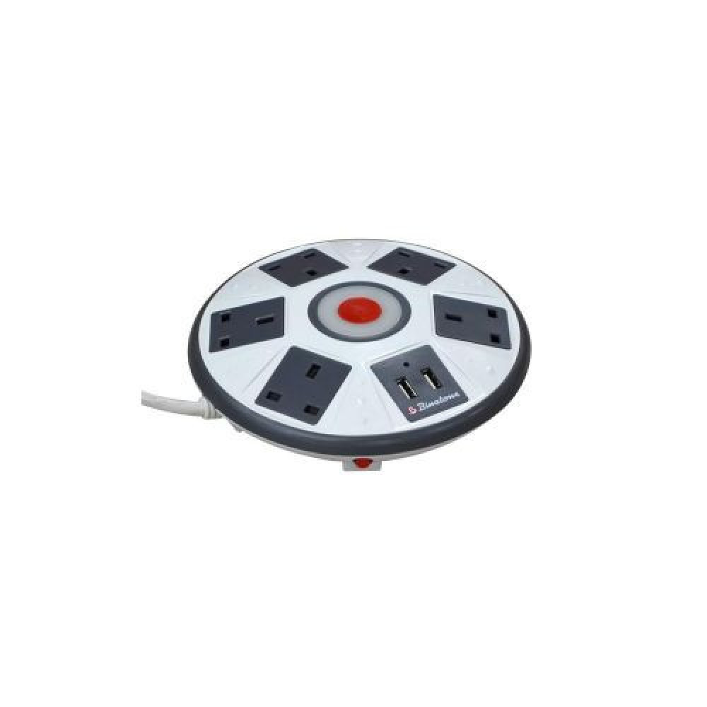 Binatone PEC-501D 5-Way Power Extension with Surge Protection & 2 USB Ports – 3M Cord, 100% Copper + 2 Years Warranty