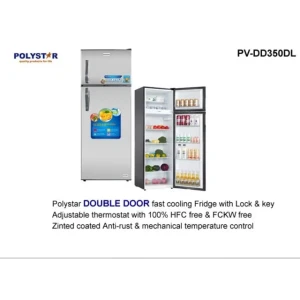 Polystar Double Door Refrigerator with Rapid Freezing | PV-DD350DL