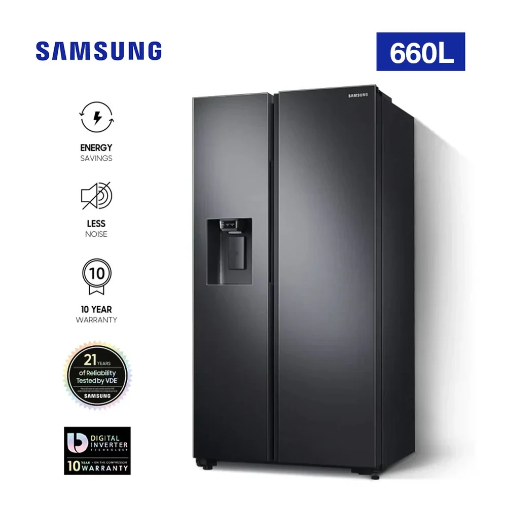 Samsung 660L Side-by-Side Fridge (RS64R5111M9) – SpaceMax™ & Auto Ice Maker