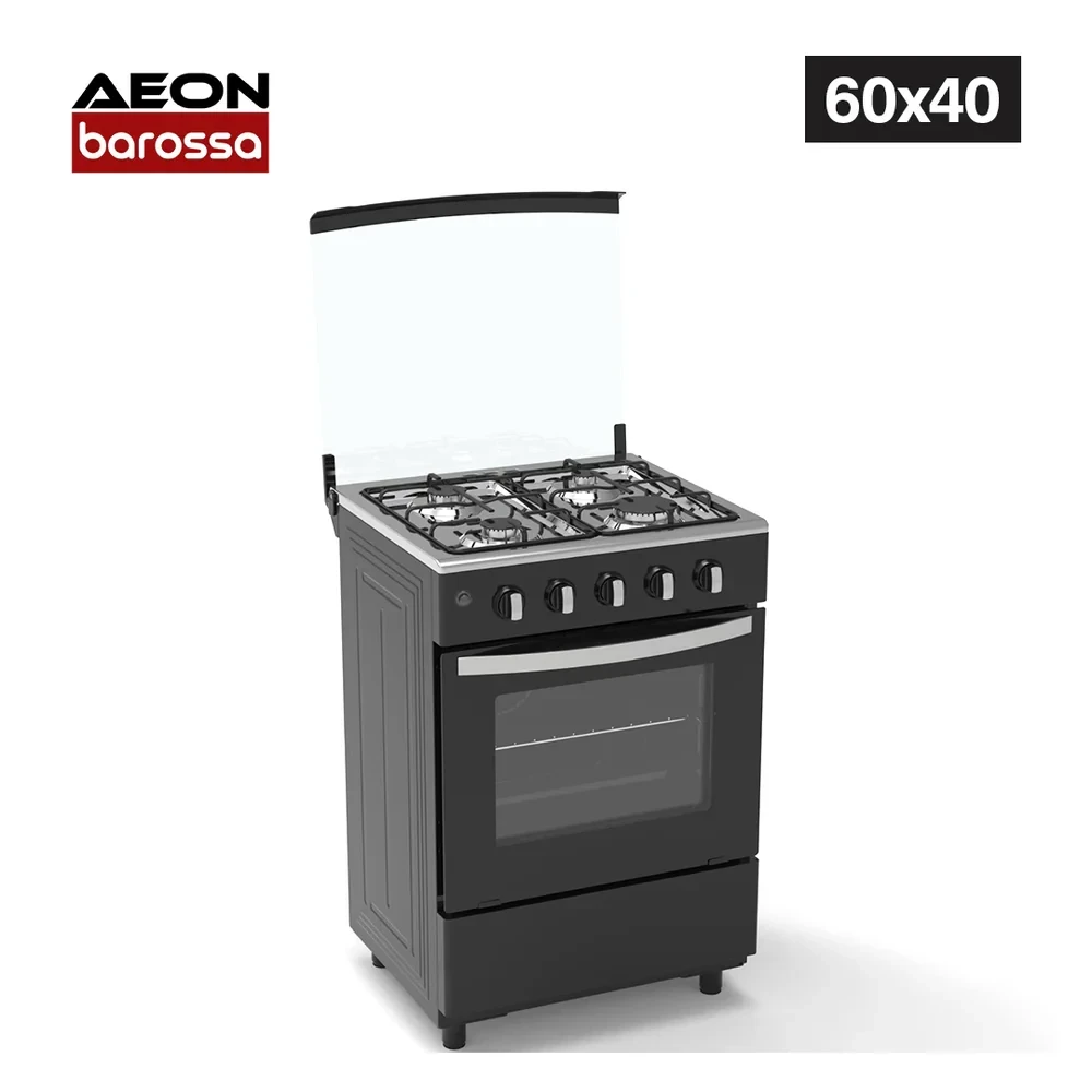 AEON 60x60 Gas Cooker 4 Gas Burners Black Model AGC6040