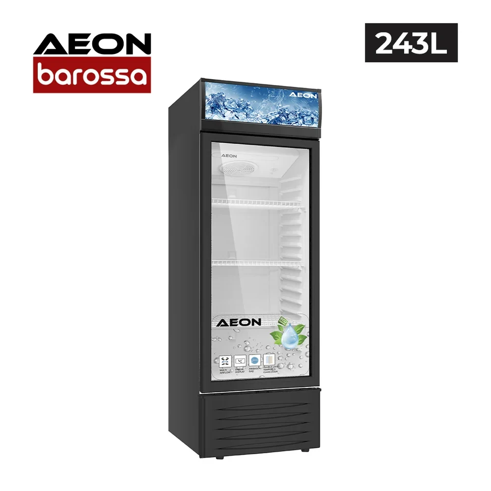 AEON 243L Beverage Cooler – White & Black Model ASC250 with Lock & Temperature Display