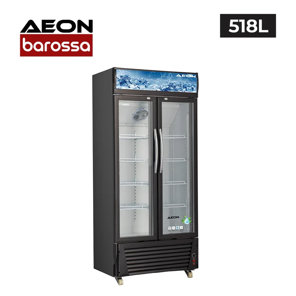 AEON 518L Beverage Cooler – White & Black Model ASC520 with Lock, Wheels & Temperature Display