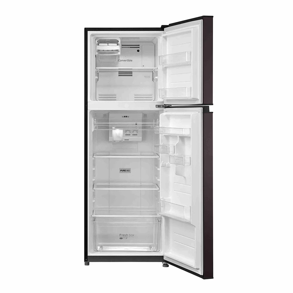 MIDEA 266L Double Door Refrigerator – Direct Cool, Smart Cooling, Convertible Modes (Model MDRT390MTE28, Jazz Black)