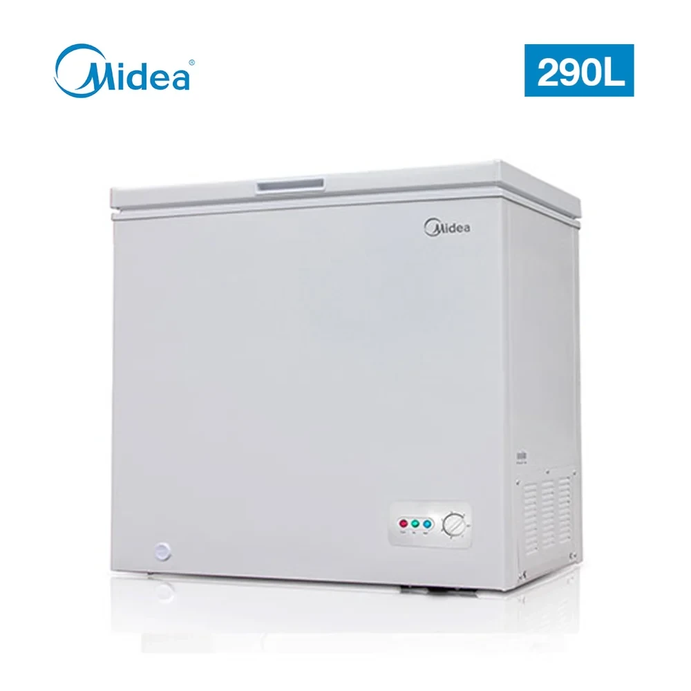 MIDEA 290L Chest Freezer – Fast Cooling & Removable Storage Basket (Model HS-377CN, Silver)