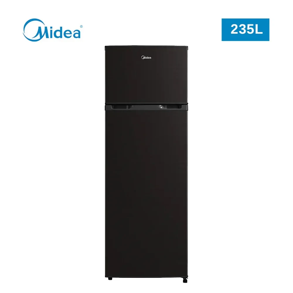 MIDEA 235L Top Mount Double Door Refrigerator – Adjustable Shelves & Semi-Auto Defrost (Model MDRT333FGF28, Jazz Black)